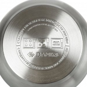 Кастрюля нержавеющая сталь, 1.9 л, крышка стекло, Daniks, Классика, SD-16, индукция