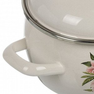 Кастрюля эмалированная сталь, 2 л, с крышкой, крышка сталь, полусфера, ЛЗЭП, Букет пионов, С-4210АП2/4Жм, индукция