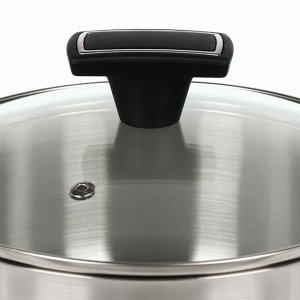 Кастрюля нержавеющая сталь, 4.1 л, крышка стекло, Daniks, Айленд, SD-23-22, индукция