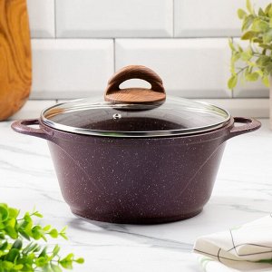 Кастрюля алюминий, антипригарное покрытие, 2 л, с крышкой, крышка стекло, Гурман, Coral, ГМк203КР, индукция