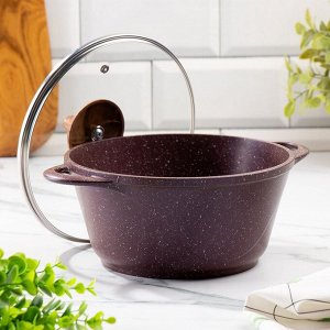 Кастрюля алюминий, антипригарное покрытие, 2 л, с крышкой, крышка стекло, Гурман, Coral, ГМк203КР, индукция