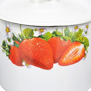 Кастрюля эмалированная сталь, 3.5 л, крышка сталь, цилиндрическая, Сибирские товары, Клубника садовая, С1612*59