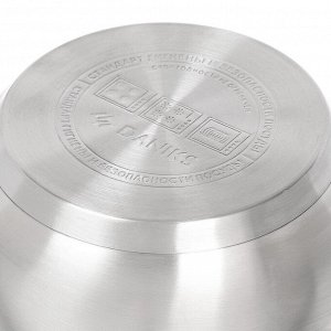 Кастрюля нержавеющая сталь, 6.5 л, крышка стекло, Daniks, Классика, SD-24, индукция