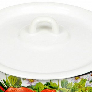 Кастрюля эмалированная сталь, 3.5 л, крышка сталь, цилиндрическая, Сибирские товары, Клубника садовая, С1612*59