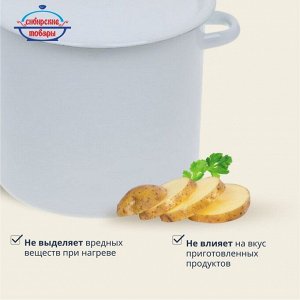 Кастрюля эмалированная сталь, 5.5 л, с крышкой, крышка сталь, петля, цилиндрическая, Сибирские товары, С41617.СГ, серо-голубая
