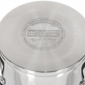 Кастрюля нержавеющая сталь, 4.75 л, с крышкой, крышка стекло, Daniks, Манхэттен, M-461-22, индукция