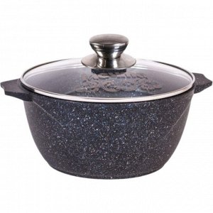Кастрюля алюминий, антипригарное покрытие, 3 л, с крышкой, крышка стекло, Мечта, Гранит star Induction, 43803И, серая, индукция