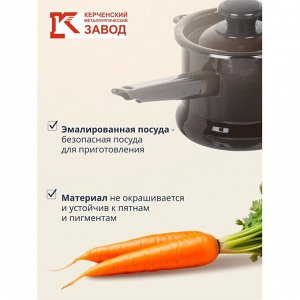 Ковш сталь, эмалированное покрытие, 1 л, крышка сталь, стальная ручка, индукция, Керченский металлургический завод, Арабика, 90204-072/4