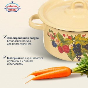 Кастрюля эмалированная сталь, 2 л, крышка сталь, цилиндрическая, Сибирские товары, С1610.П/С1610.3/С1610/*79/*67, в ассортименте