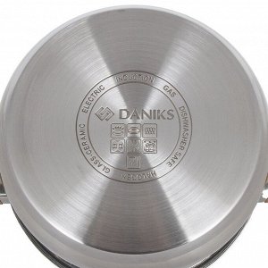 Кастрюля нержавеющая сталь, 1.9 л, крышка стекло, Daniks, Осло, GS-01147-16CA, индукция