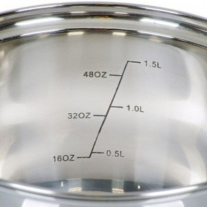 Кастрюля нержавеющая сталь, 1.9 л, с крышкой, крышка стекло, DNN3, SD-A17-16