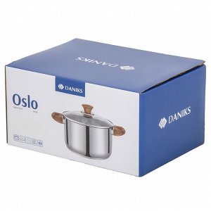 Кастрюля нержавеющая сталь, 1.9 л, крышка стекло, Daniks, Осло, GS-01147-16CA, индукция