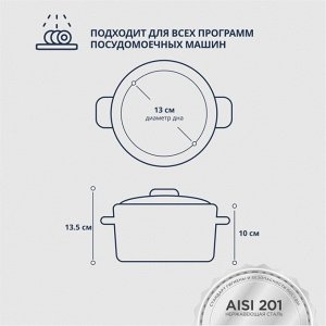 Кастрюля нержавеющая сталь, 1.9 л, с крышкой, крышка стекло, DNN3, SD-A17-16