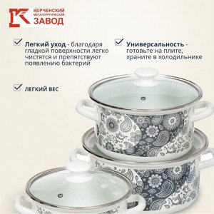 Набор посуды эмалированная сталь, 6 предметов, кастрюли 2.3,3,4л, Керченский металлургический завод, День и ночь-1-Экстра