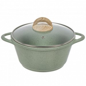 Кастрюля алюминий, антипригарное покрытие, 2 л, с крышкой, крышка стекло, Гурман, Мята, ГМк203МЛ, индукция
