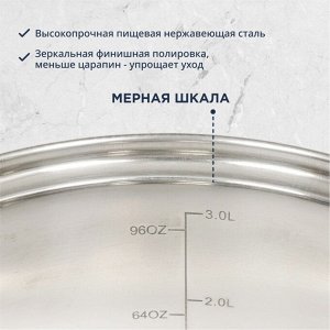 Кастрюля нержавеющая сталь, 3.8 л, с крышкой, крышка стекло, DNN1, SD-A19-20/SD-A19-6-20
