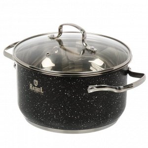 Кастрюля нержавеющая сталь, 4.7 л, с крышкой, крышка стекло, RasheL, R-407v, индукция
