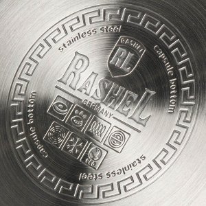 Кастрюля нержавеющая сталь, 4.7 л, с крышкой, крышка стекло, RasheL, R-407v, индукция