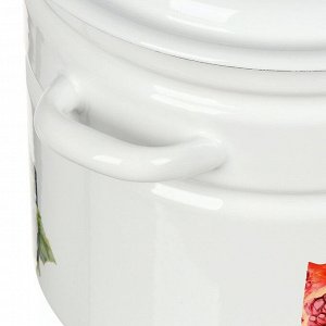 Кастрюля эмалированная сталь, 10 л, с крышкой, крышка сталь, цилиндрическая, Керченский металлургический завод, Палитра вкуса, 41804-222/6-У2, белая
