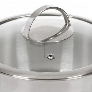 Кастрюля нержавеющая сталь, 1.8 л, крышка стекло, Daniks, Бонн, GS-01319-16CA, индукция