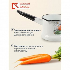 Ковш сталь, эмалированное покрытие, 1 л, стальная ручка, индукция, Керченский металлургический завод, Цветное печенье, 90104-072/4, белый