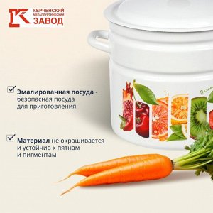 Кастрюля эмалированная сталь, 10 л, с крышкой, крышка сталь, цилиндрическая, Керченский металлургический завод, Палитра вкуса, 41804-222/6-У2, белая