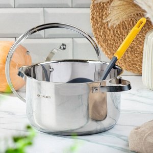 Кастрюля нержавеющая сталь, 6.1 л, крышка стекло, Daniks, Элегант, GS-01338-24CA-2, индукция