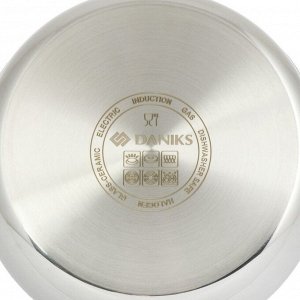 Ковш нержавеющая сталь, 1.7 л, крышка стекло, индукция, Daniks, Manola, CW-T078-16