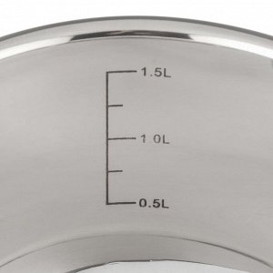 Кастрюля нержавеющая сталь, 1.9 л, крышка стекло, Daniks, Элегант, GS-01338-16CA-2, индукция