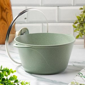 Кастрюля алюминий, антипригарное покрытие, 5 л, крышка стекло, Гурман, Мята, ГМк503МЛ, индукция