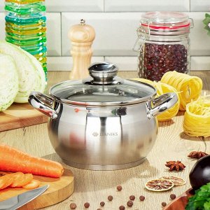 Кастрюля нержавеющая сталь, 1.9 л, крышка стекло, Daniks, Классика, SD-16, индукция