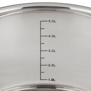 Кастрюля нержавеющая сталь, 6.1 л, крышка стекло, Daniks, Нолан, GS-01363-24CA, индукция