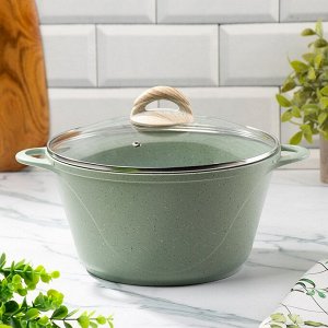 Кастрюля алюминий, антипригарное покрытие, 5 л, крышка стекло, Гурман, Мята, ГМк503МЛ, индукция