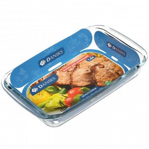 Форма для запекания стекло, 17.7х29.7х5 см, 1.6 л, прямоугольная, Daniks
