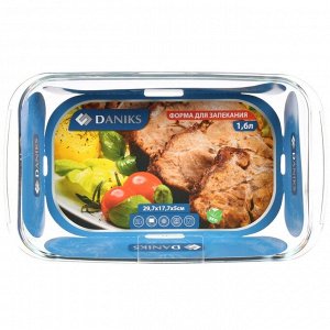 Форма для запекания стекло, 17.7х29.7х5 см, 1.6 л, прямоугольная, Daniks
