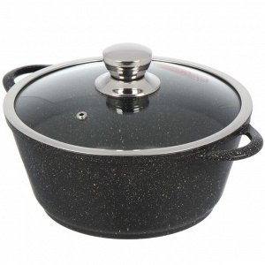 Кастрюля алюминий, антипригарное покрытие, 3 л, крышка стекло, Горница, Гранит Induction, Ик2433аг, индукция