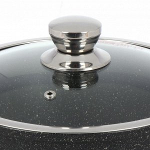 Кастрюля алюминий, антипригарное покрытие, 3 л, крышка стекло, Горница, Гранит Induction, Ик2433аг, индукция