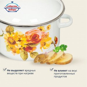 Кастрюля эмалированная сталь, 4 л, с крышкой, крышка сталь, цилиндрическая, Сибирские товары, Весна, 1MD201M, индукция