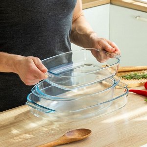 Форма для запекания стекло, 19.8х30.3х5.8 см, 2 л, прямоугольная, Daniks, HSAP20LN
