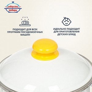 Кастрюля эмалированная сталь, 3 л, с крышкой, крышка сталь, цилиндрическая, Сибирские товары, Весна, 1MD181M, индукция
