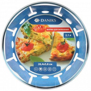 Форма для запекания стекло, 26.4х26.4х5.8 см, 2.1 л, круглая, Daniks