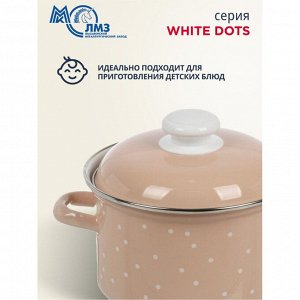 Кастрюля эмалированная сталь, 2 л, с крышкой, крышка сталь, цилиндрическая, ЛЗЭП, White dots, С-1610АП2/8Крр, индукция