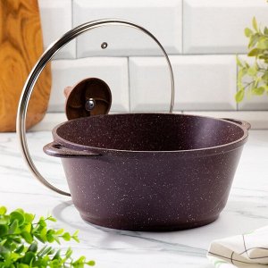 Кастрюля алюминий, антипригарное покрытие, 3 л, крышка стекло, Гурман, Coral, ГМк303КР, индукция