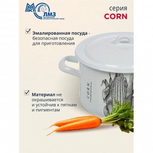 Кастрюля эмалированная сталь, 2.9 л, с крышкой, крышка сталь, цилиндрическая, ЛЗЭП, Corn, С-16111/4Э, индукция