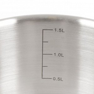 Кастрюля нержавеющая сталь, 1.8 л, крышка стекло, Daniks, Бонн, GS-01319-16CA, индукция