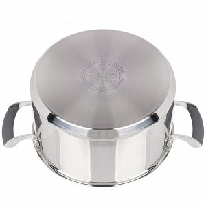 Кастрюля нержавеющая сталь, 5.7 л, с крышкой, крышка стекло, Daniks, Верма, CW-S071-24, индукция