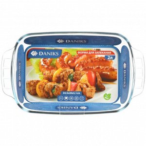 Форма для запекания стекло, 20.2х34.5х5.2 см, 2 л, прямоугольная, Daniks