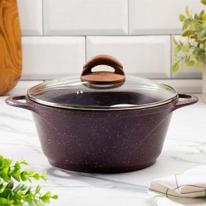 Кастрюля алюминий, антипригарное покрытие, 3 л, крышка стекло, Гурман, Coral, ГМк303КР, индукция