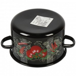 Кастрюля эмалированная сталь, 2.9 л, с крышкой, крышка сталь, цилиндрическая, СтальЭмаль, Помидорки, 1с16с/1, индукция