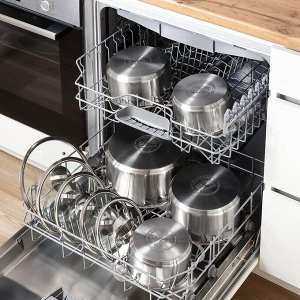 Кастрюля нержавеющая сталь, 1.8 л, крышка стекло, Daniks, Бонн, GS-01319-16CA, индукция
